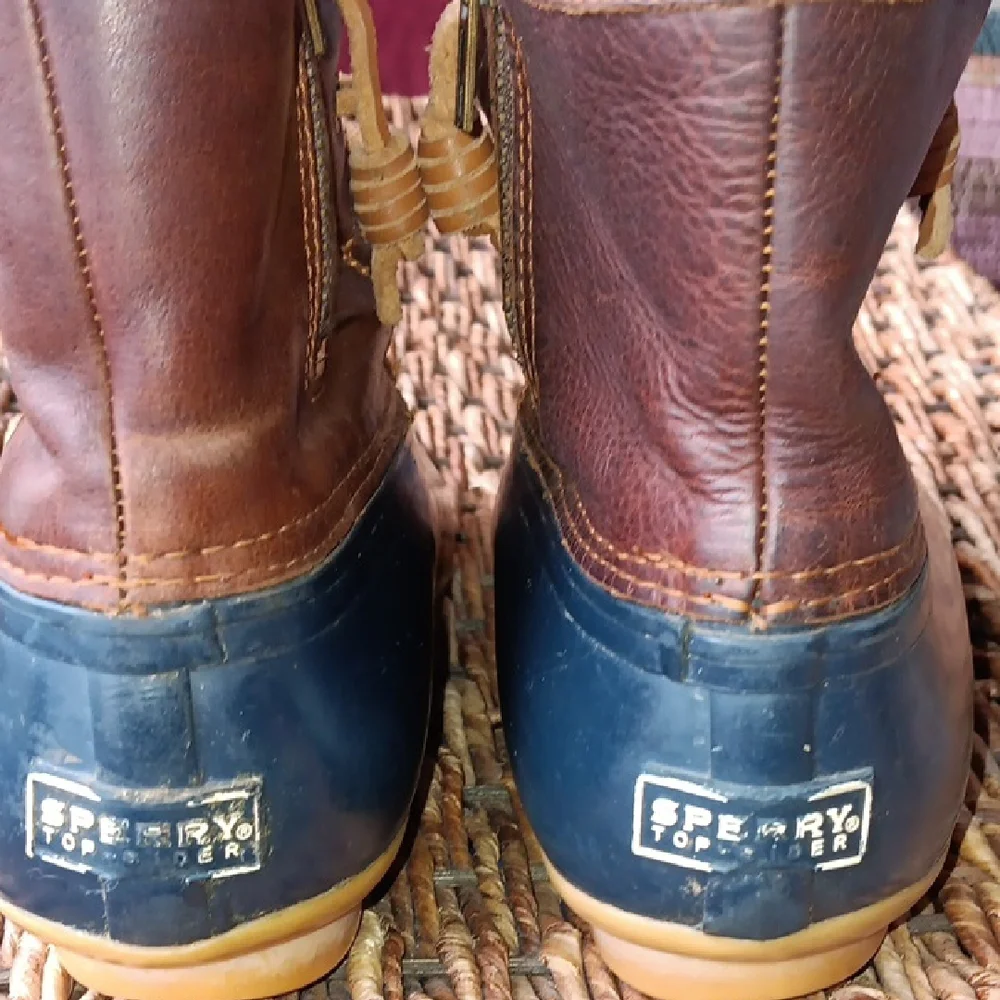 Brown and Blue Sperry Boots